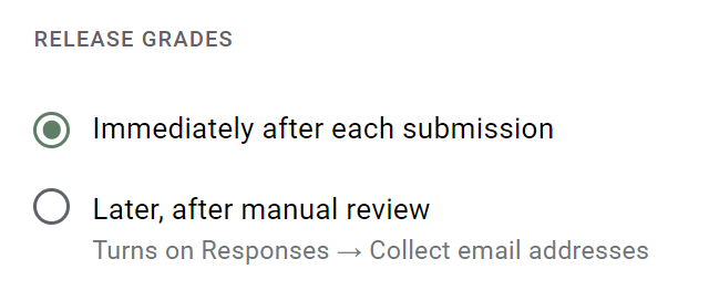 release grades in Google Forms